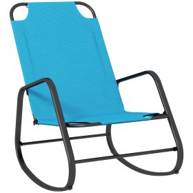 Outsunny Light Blue Rocking Chair for Outdoor Indoor Patio Balcony Porch Comfort