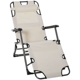 Outsunny Outdoor Bliss: Oxford Fabric Adjustable Footrest Lounge Chair with Head Pillow